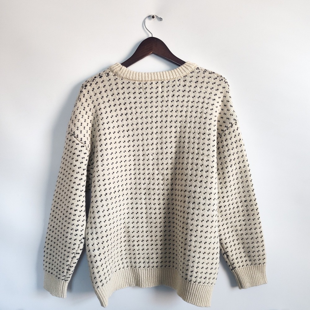 B'ming Beams Sweater Medium Wool Blend Birds Eye Knit Crewneck Cream Pullover - Picture 2 of 7